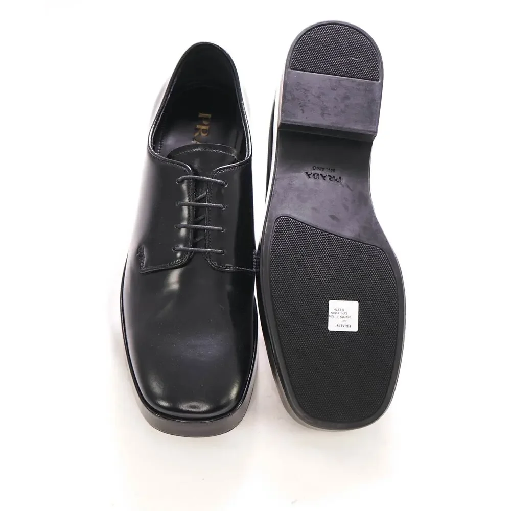 $1,170 PRADA- Black Leather PLATFORM Oxfords- 9 US (8 Prada)